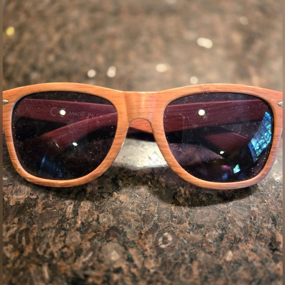 Tito's Stylish Wooden Sunglasses with Dark Lenses